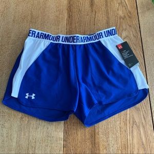 Under Armour Womens Play Up 2.0 Shorts Blue and White